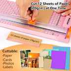 Straight Paper Cutter For crafting – Pink 12 Inch Paper Trimmer With Security Safeguard and Side Ruler, Perfect for Cardstock, Coupon,Photos and Crafting Paper.