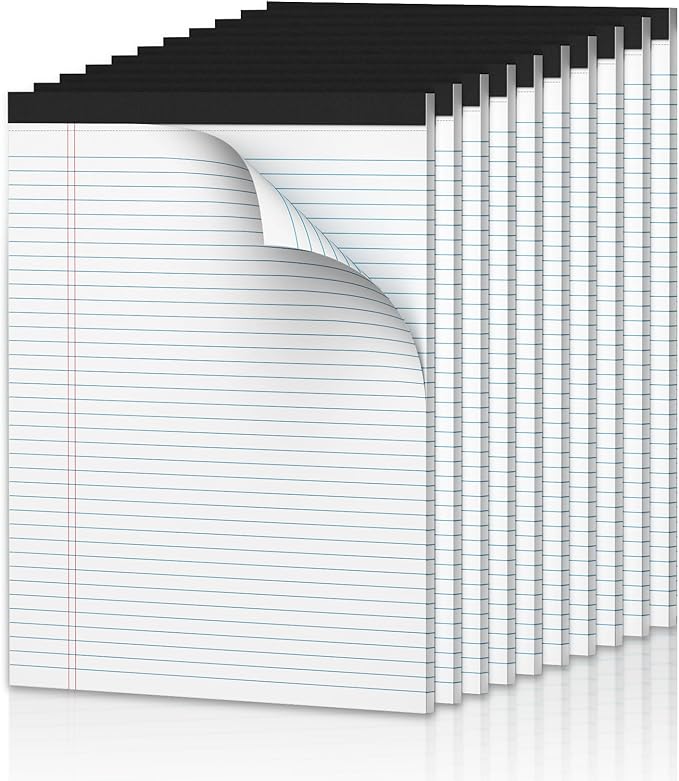 Note Pads 8.5 x 11.75 Writing Pads, 10 Pack, Double-Side Printed Lined Paper by NotePads