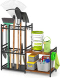 daoutime garage tool organizer with 2-tier wooden shelves, main product view