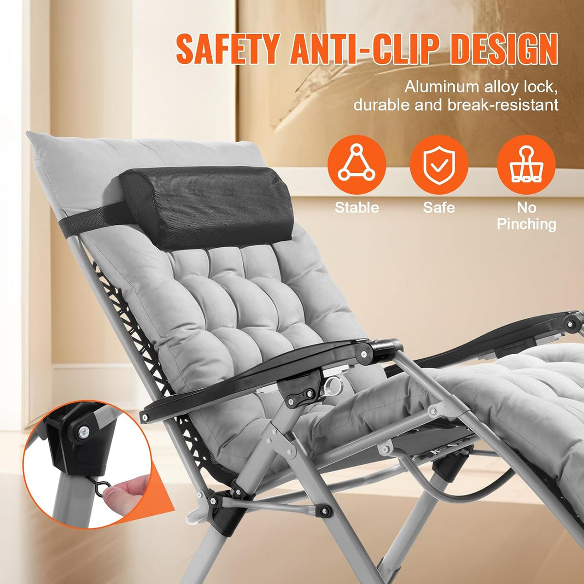 VEVOR Zero Gravity Chair, 33 inch Zero Gravity Recliner Lounge Chair for Indo...