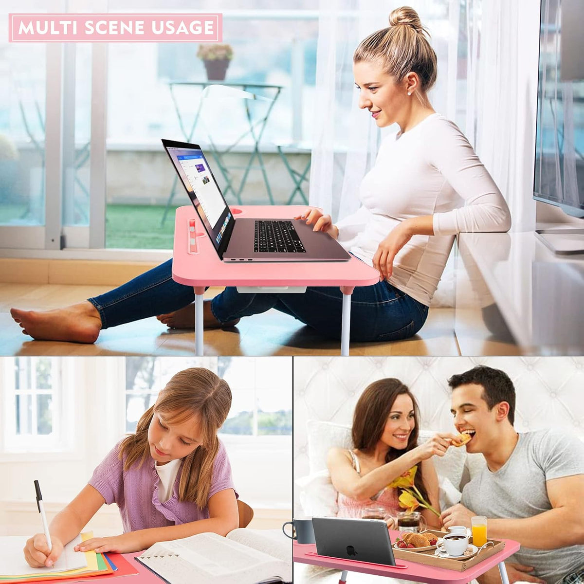 Laptop Bed Table, Foldable Laptop Desk Bed Tray with Storage Drawer, Lap Desk...