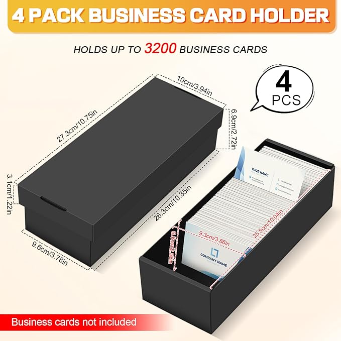QLOUNI Business Card Storage Box 4 Pack, Business Card Holder Case - Image 2