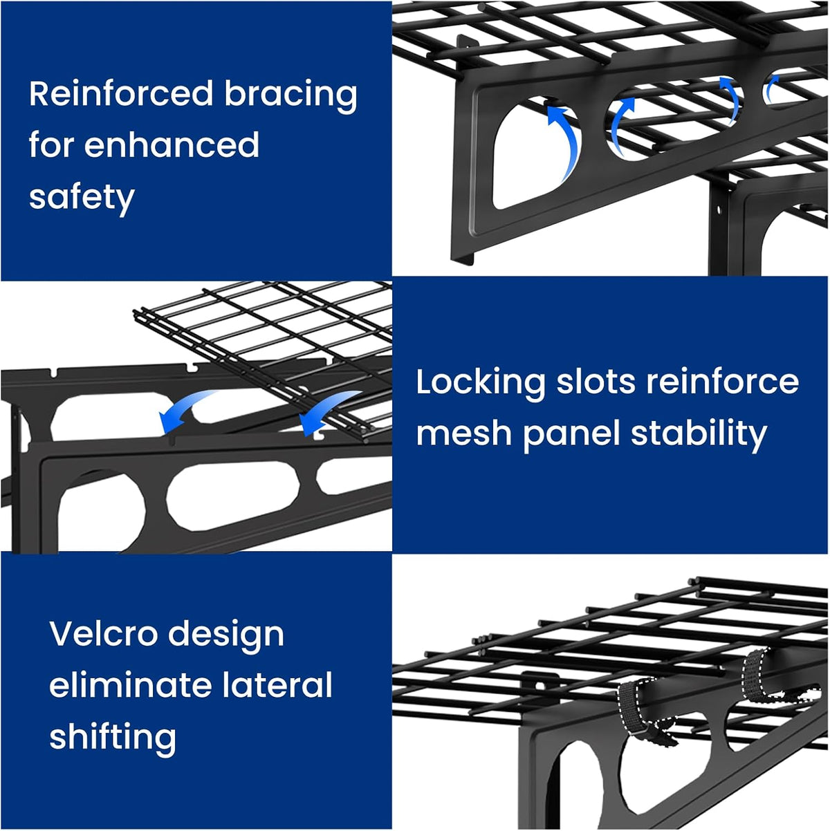 fleximounts 1-pack 2x3ft garage shelving wall-mounted storage rack showing dimensions