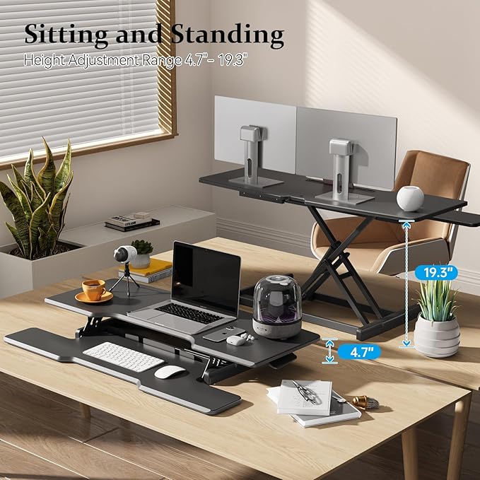 JYLH JOYSEEKER 42 inch Standing Desk Converter, Height Adjustable Desktop - Image 3