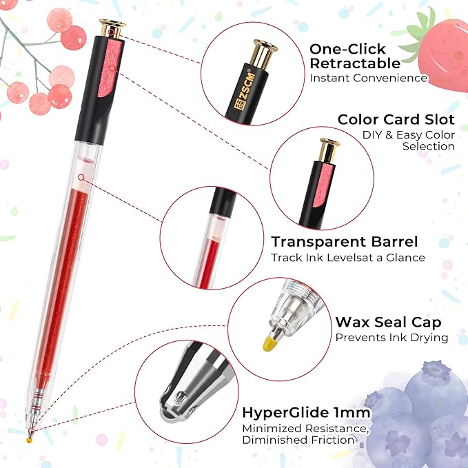 Retractable Glitter Gel Pens, 72 Colors Large Capacity Multicolor Glitter - Image 2