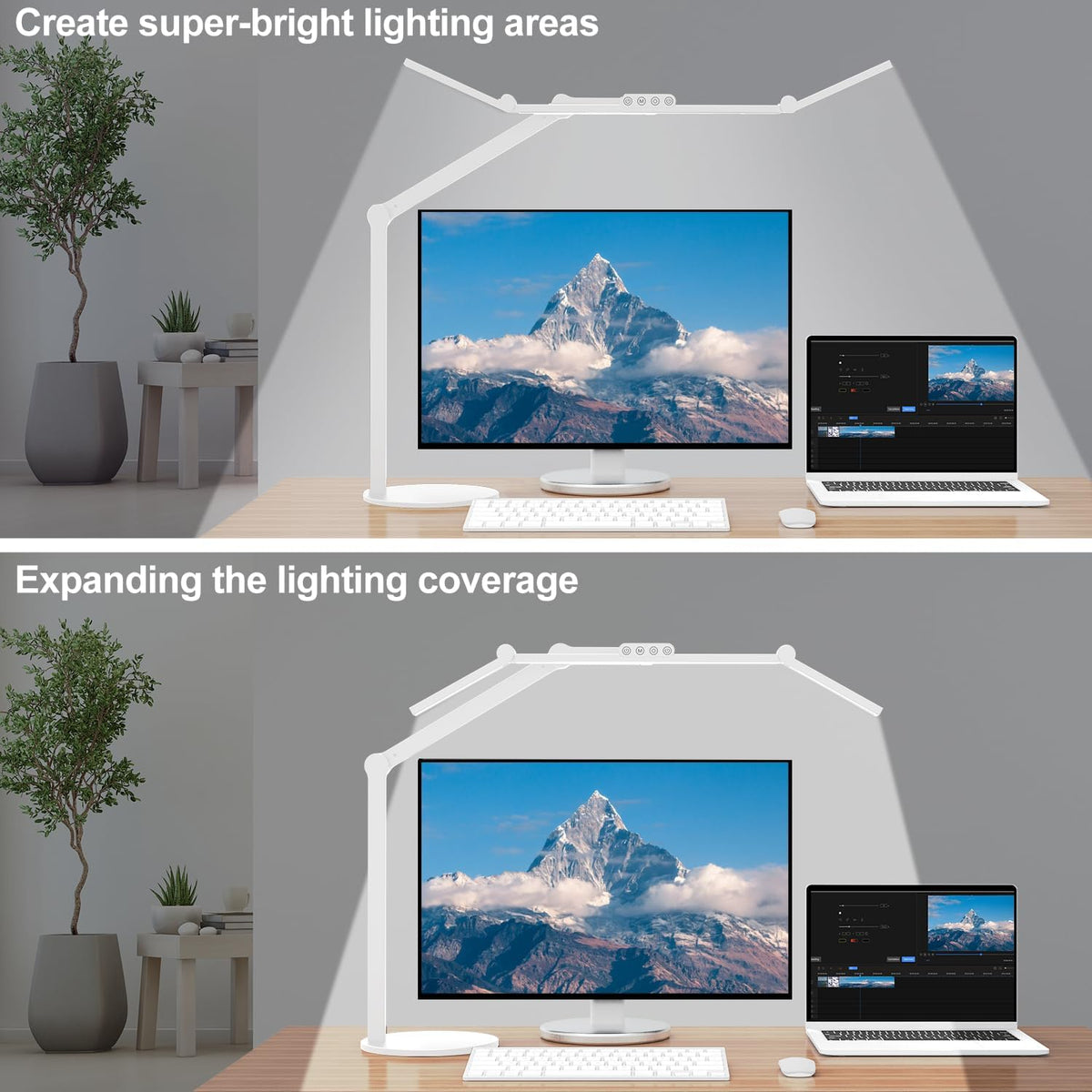 micomlan led desk lamp with atmosphere lighting, rotatable shown in use