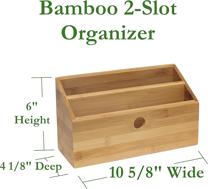 Lipper International 808 Bamboo Wood 2-Slot Office Supply Desk Organizer - Image 2