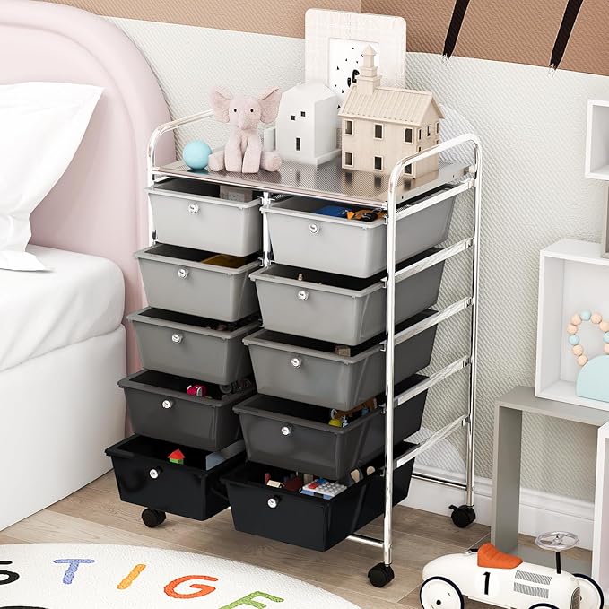 GOFLAME 10-Drawer Rolling Storage Cart, Art Craft Storage Organizer on Wheels - Image 7