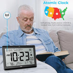 Wall Clock Atomic with Indoor Outdoor Temperature Battery Powered, Easy Reading - Image 5