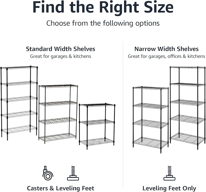 Amazon Basics 5-Shelf Multipurpose Adjustable Sturdy Steel Storage Shelving Unit - Image 5