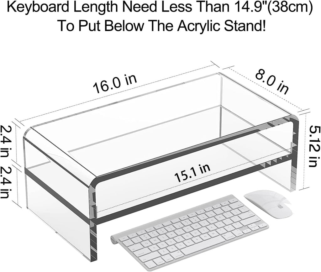 egchi clear acrylic monitor stand riser 2 tier shown in use