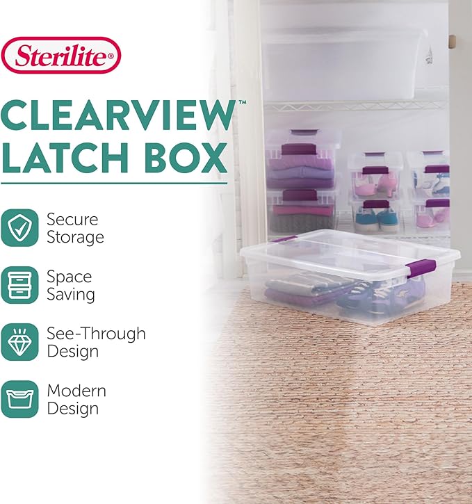 Sterilite 18-Pack 32 Quart ClearView Latch Box, Stackable Organizer Bins - Image 2