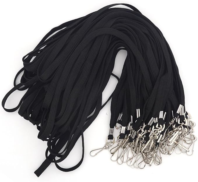 Name Tags Lanyard Badge Holder Pairs: Woven Round Lanyard & Horizontal Sealable - Image 5
