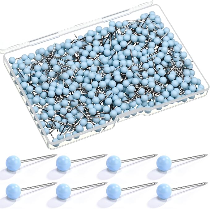 WILLBOND 500 Pack Map Push Pins Map Tacks Small Round Head Push Pins Thumb Tacks by Willbond+Technology+Limited