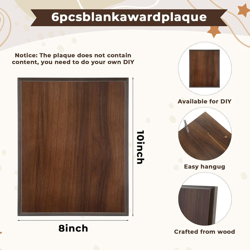 4 Pack 8x10 Inch Blank Plaque Walnut Wooden Plaque DIY Engraved Award Plaques for Thank You Photo Recognition Retirement Gift