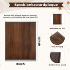 4 Pack 8x10 Inch Blank Plaque Walnut Wooden Plaque DIY Engraved Award Plaques for Thank You Photo Recognition Retirement Gift