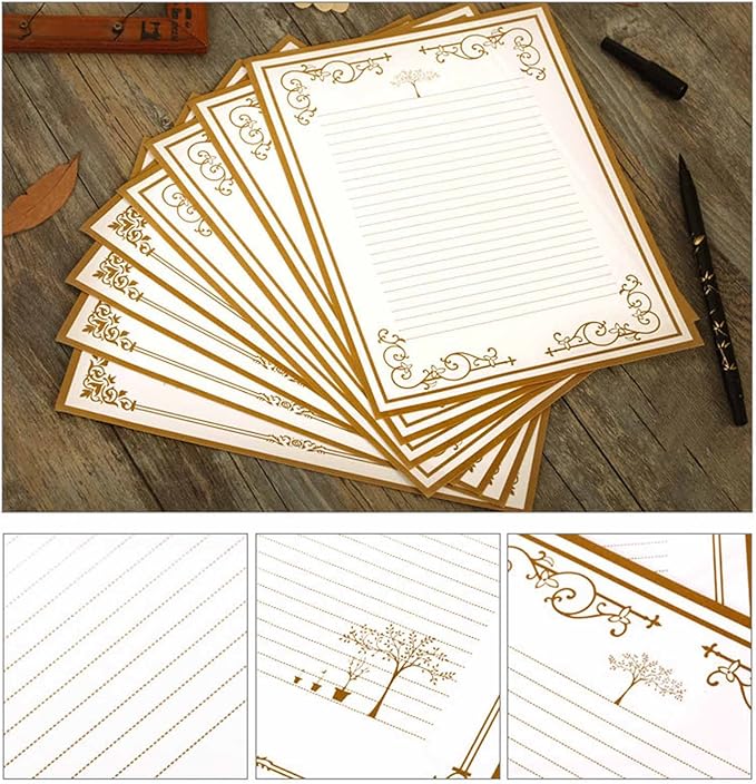 8 Pcs Vintage Letter Papers Set Printable Writing Paper Lined - Image 7