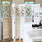 Room Divider Wood Carved Wall Divider Indoor Folding Portable Partition Screen - Image 7