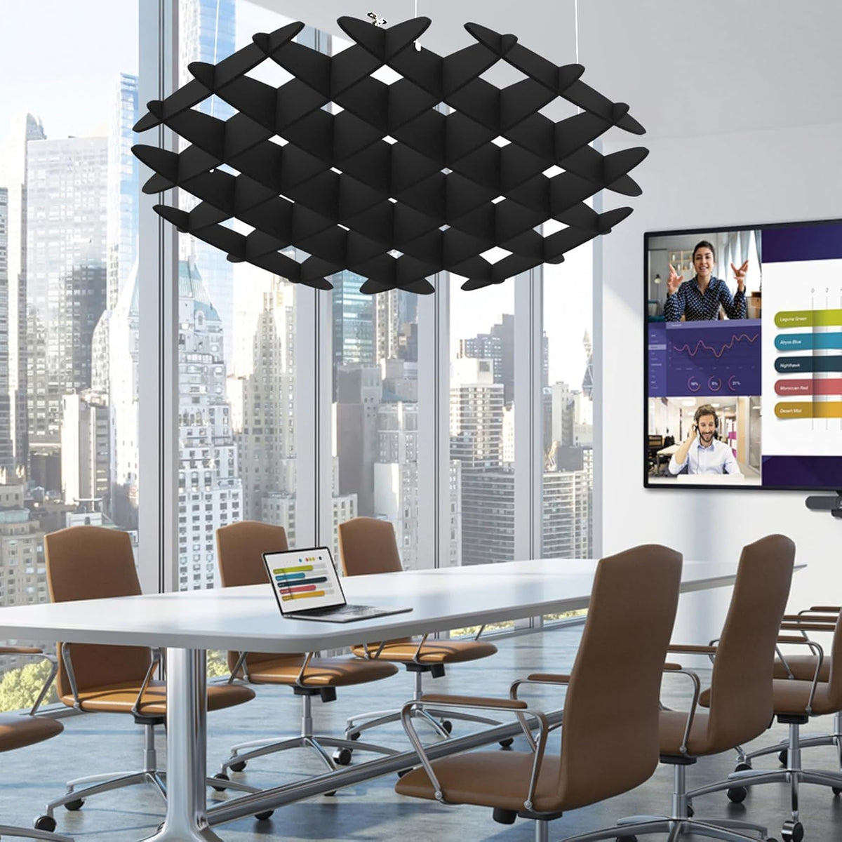 acoustic ceiling panels sound absorbing panels, hexagon black, main product view