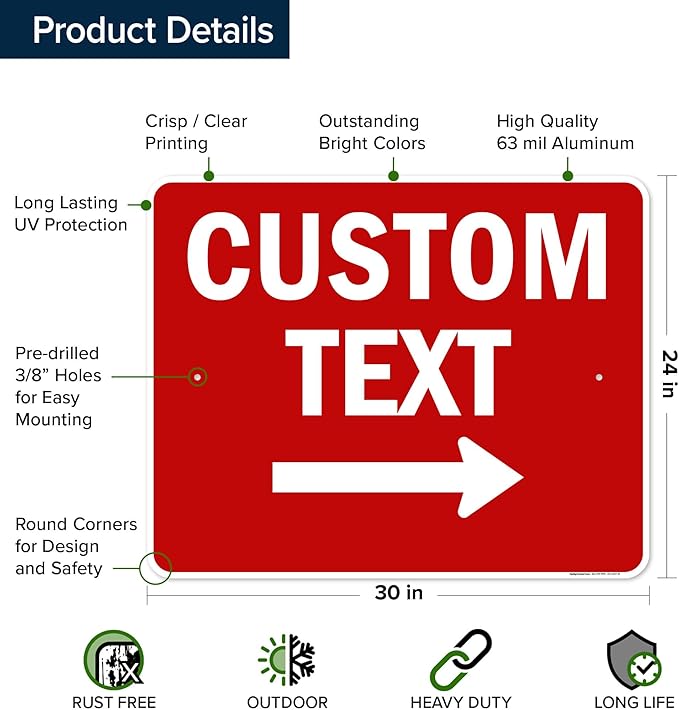 Custom Arrow, Custom Directional Sign, Right Arrow, 24x30 Inches, Rust Free - Image 6
