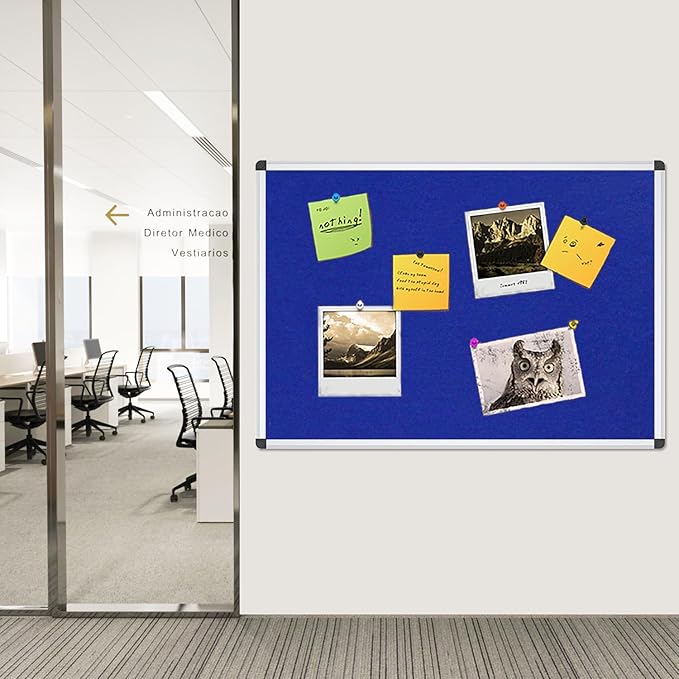 VIZ-PRO Notice Board Felt Blue, 36 X 24 Inches - Image 7