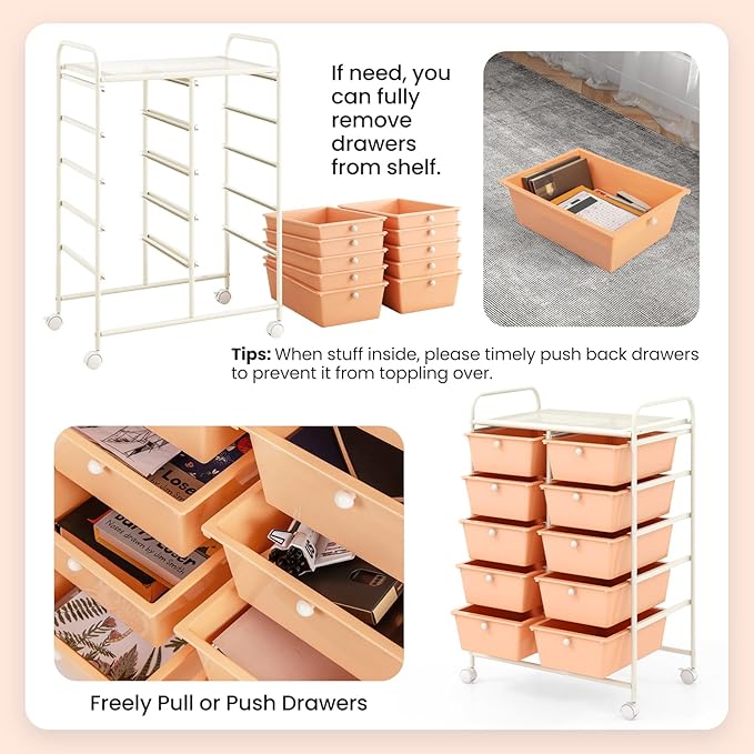 GLACER 10 Drawer Rolling Cart, Storage Cart - Image 4