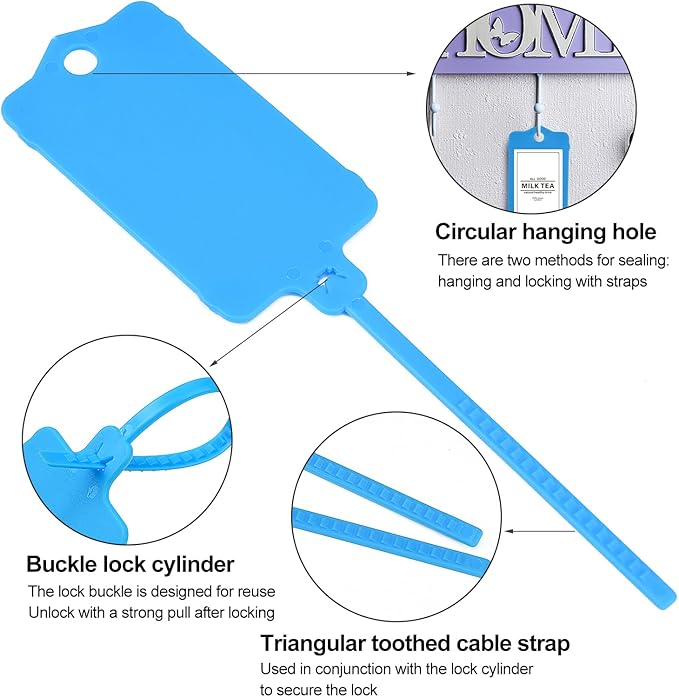 100pcs Blank Plastic Tags for Labeling Reusable Hanging Tags Ties Key Tag - Image 4