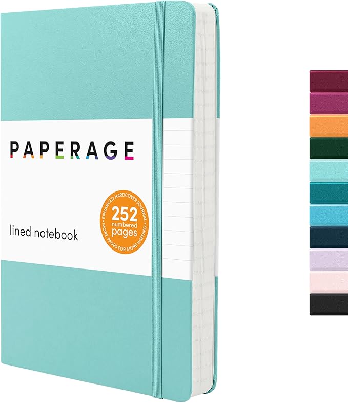 PAPERAGE Lined Journal Notebook, 252 Pages, Medium 5.6 in x 8 in by PAPERAGE