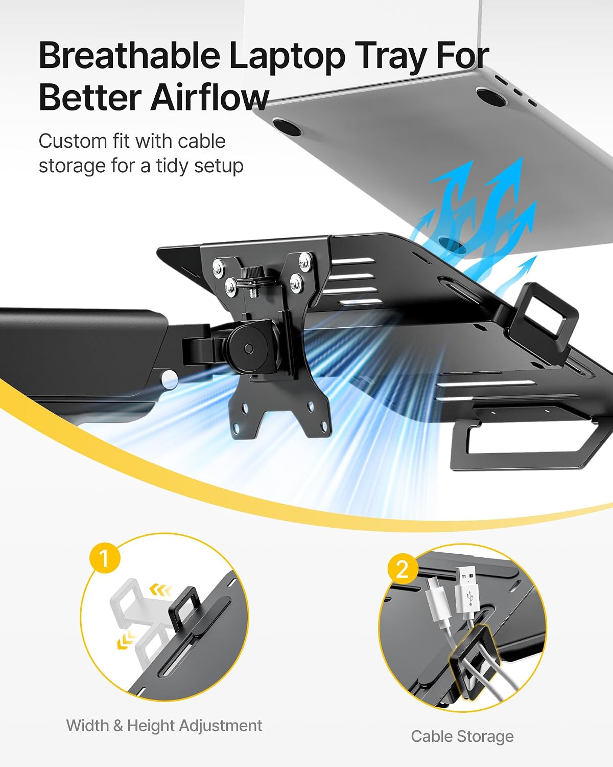 monTEK 2-in-1 Laptop Wall Mount, Fits 12–18" Laptops & 32" Moni...