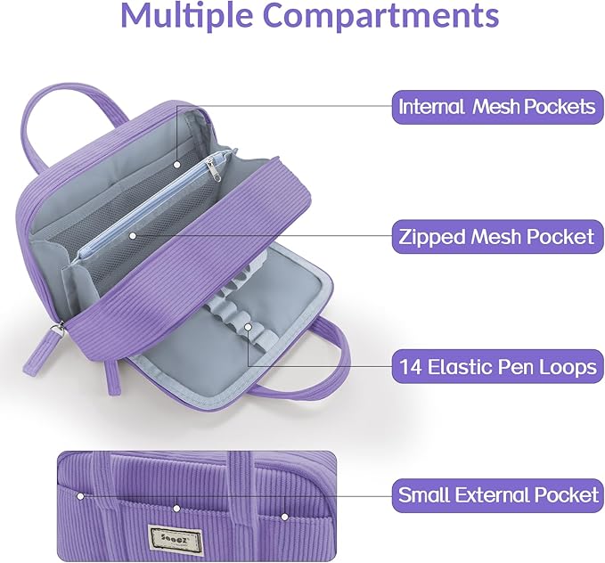 Sooez Large Pencil Case Pouch, Extra Big Pencil Bag - Image 4