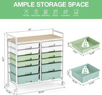 Rolling Storage Cart with 12 Drawers, Wooden Tabletop Utility Cart - Image 3