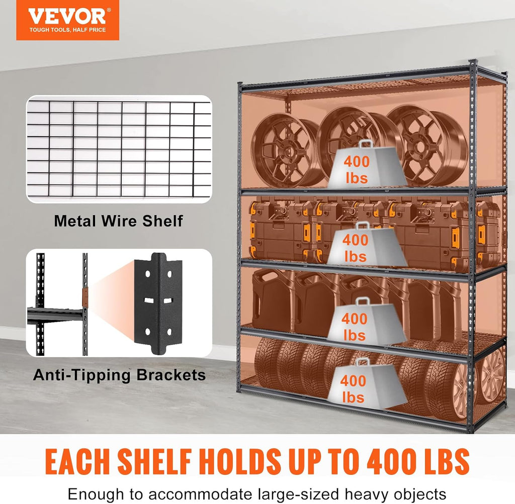 vevor storage shelving unit 5-tier adjustable 2000 lbs, side view