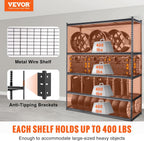 vevor storage shelving unit 5-tier adjustable 2000 lbs, side view