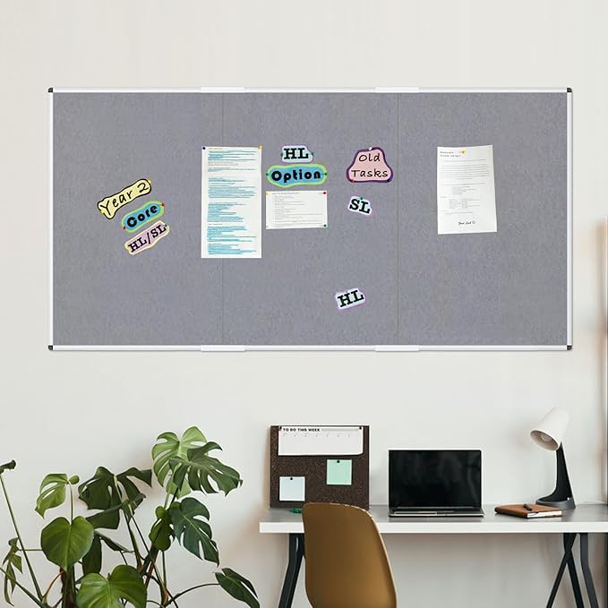 VIZ-PRO Large Fabric Bulletin Board/Foldable Notice Board Felt Gray, 96 X 48 - Image 5
