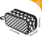 BOENLE Black White Checkered Pencil Case Box Boys Girls Large Pencil Pouch - Image 6
