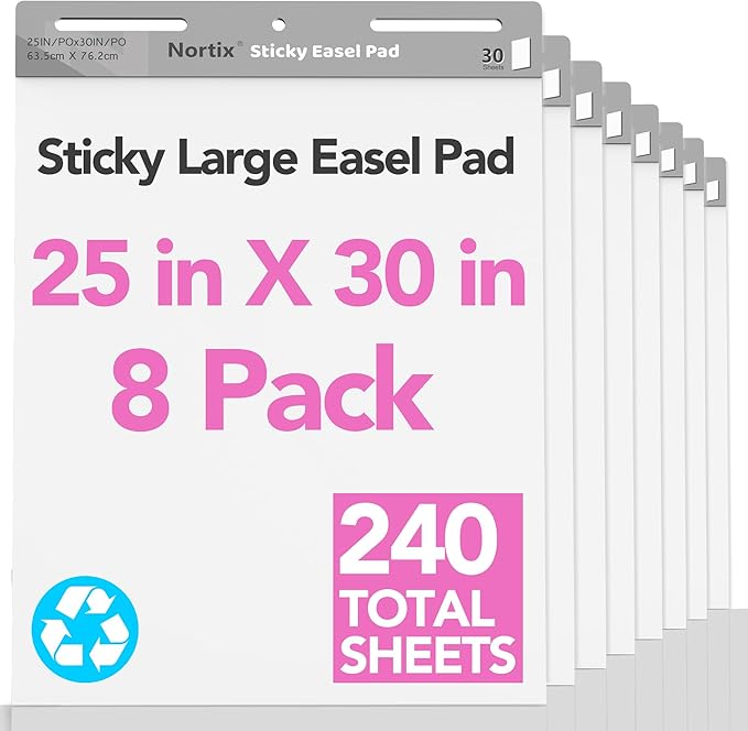 Nortix Flip Chart Paper, Sticky Easel Pads, Chart Paper by Nortix