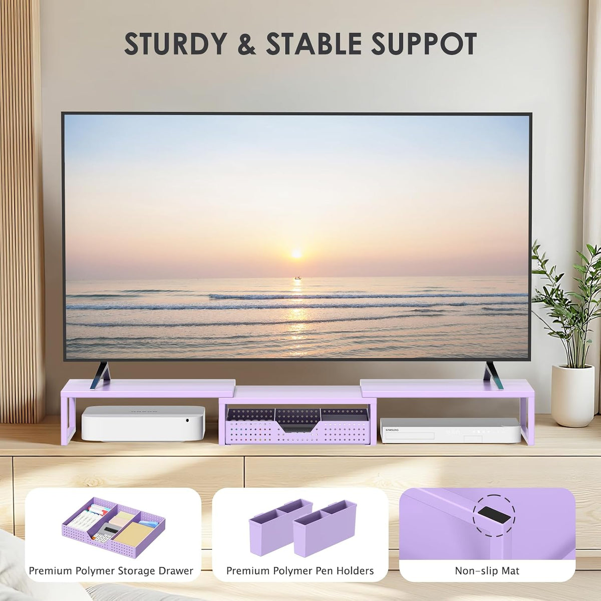 opnice desk organizers and accessories, dual monitor stand, front angle view