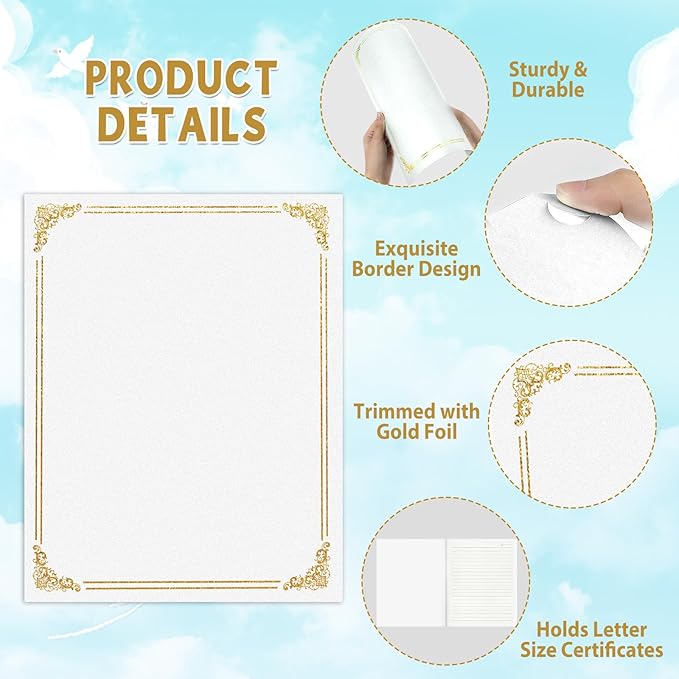 gisgfim 15Pcs Certificate Holders Diploma Covers Single Sided Gold Foil Border - Image 4