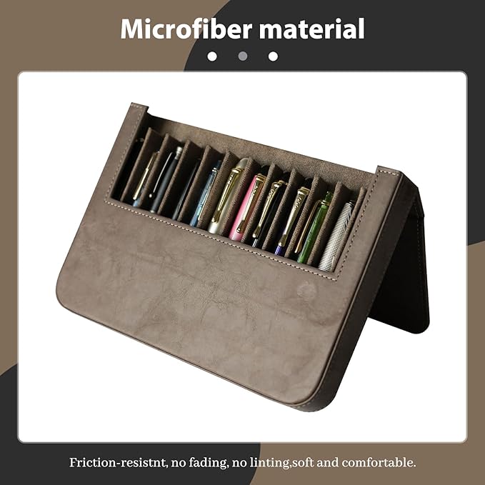 MIVLXLX PU Leather 12 Fountain Pen/Pencil Tray Case Organizer, Fashion Design - Image 3