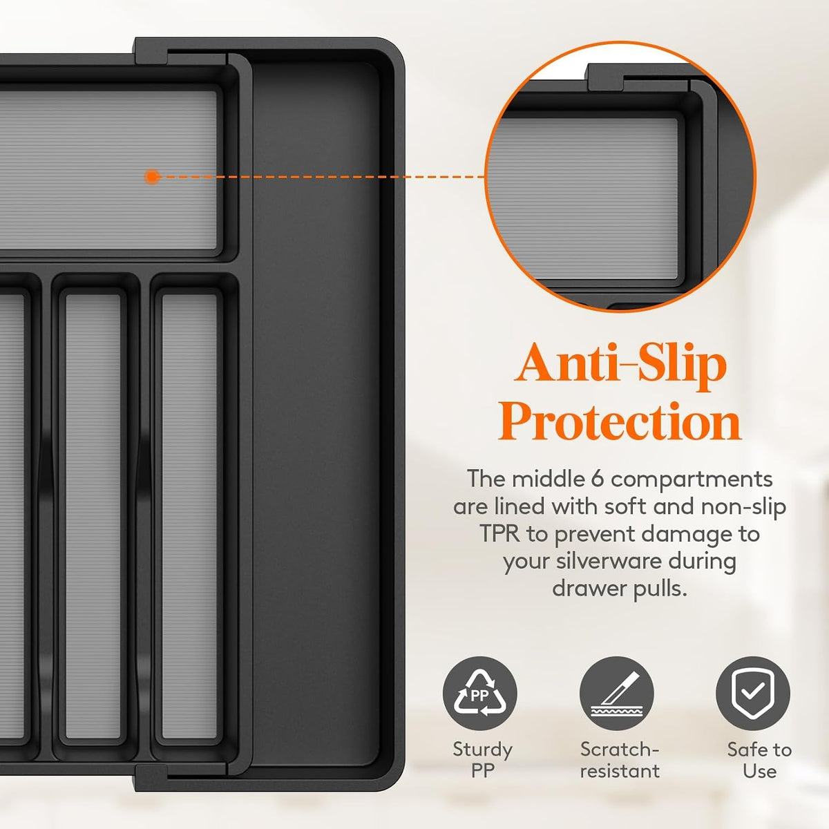 Lifewit Extra Large Silverware Drawer Organizer, Expandable Utensil Tray