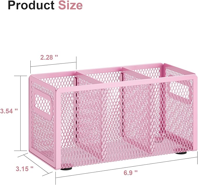 Marbrasse Mesh Pen Holder for Desk, Pencil Holder Desk Organizer 3 Adjustable - Image 2