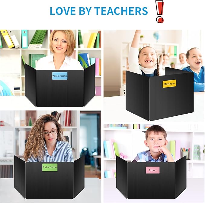 2 Pack Black Desk Dividers for Students, Privacy Shields Folder for Students - Image 4