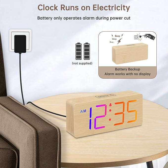 DreamSky Wooden Digital Alarm Clock - Image 3
