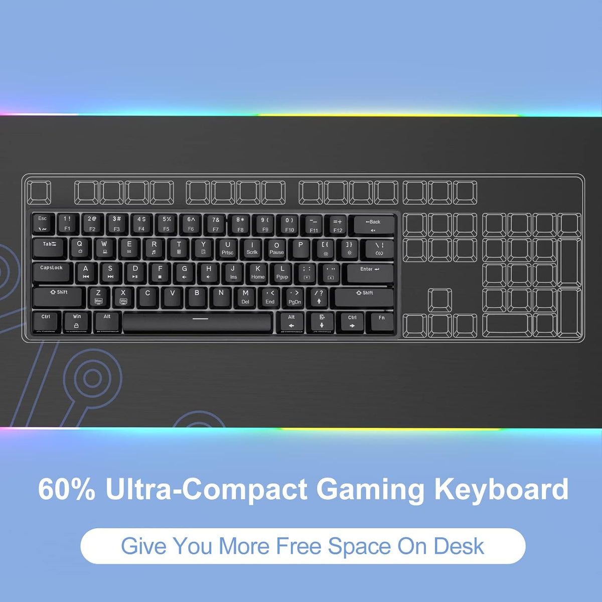 DIERYA 60% Mechanical Keyboard, DK61se Wired Gaming Keyboard with Blue Switch...