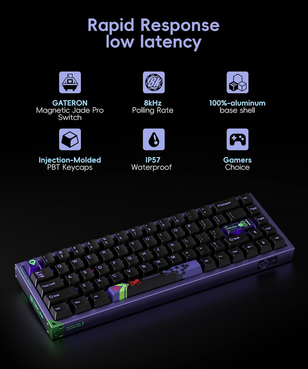 Defender 68 PC Gaming Keyboard Wired, 0.01mm Precision Magnetic Switch Hot Sw...