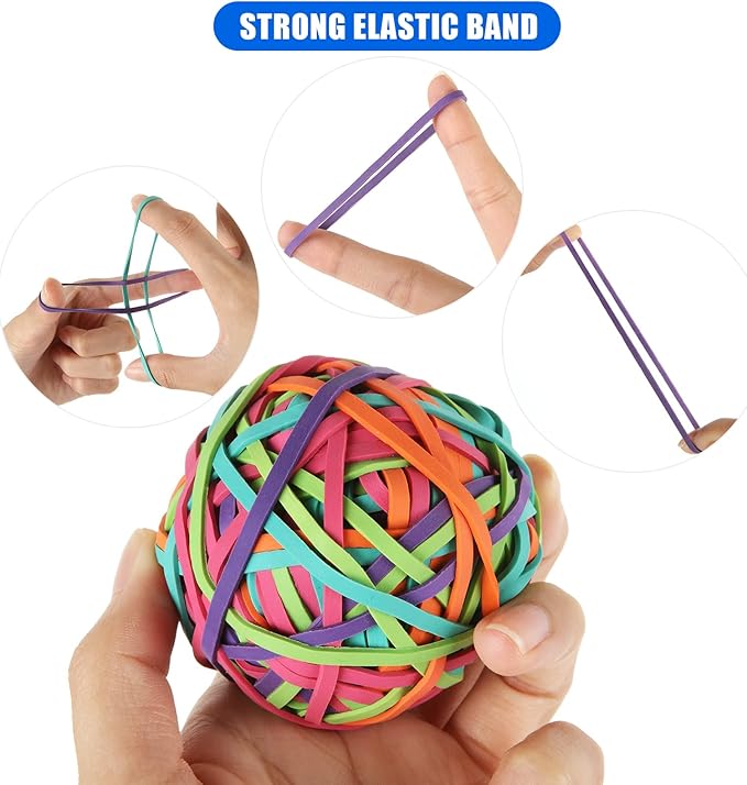CYEAH 10PCS Colorful Rubber Band Ball, Stationery Holder Band Loops - Image 3