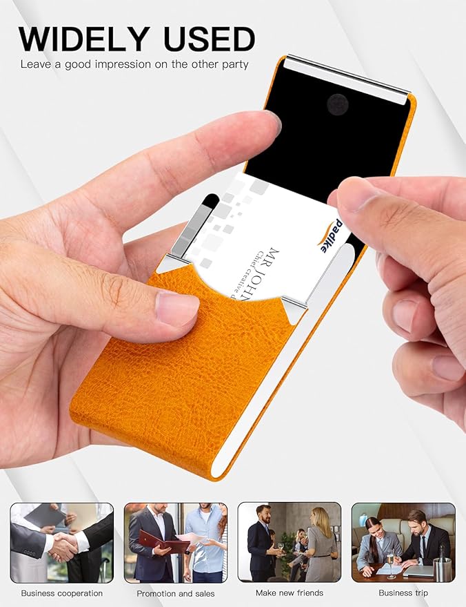 Padike Professional Business Card Holder PU Leather Business Card Case Name - Image 5