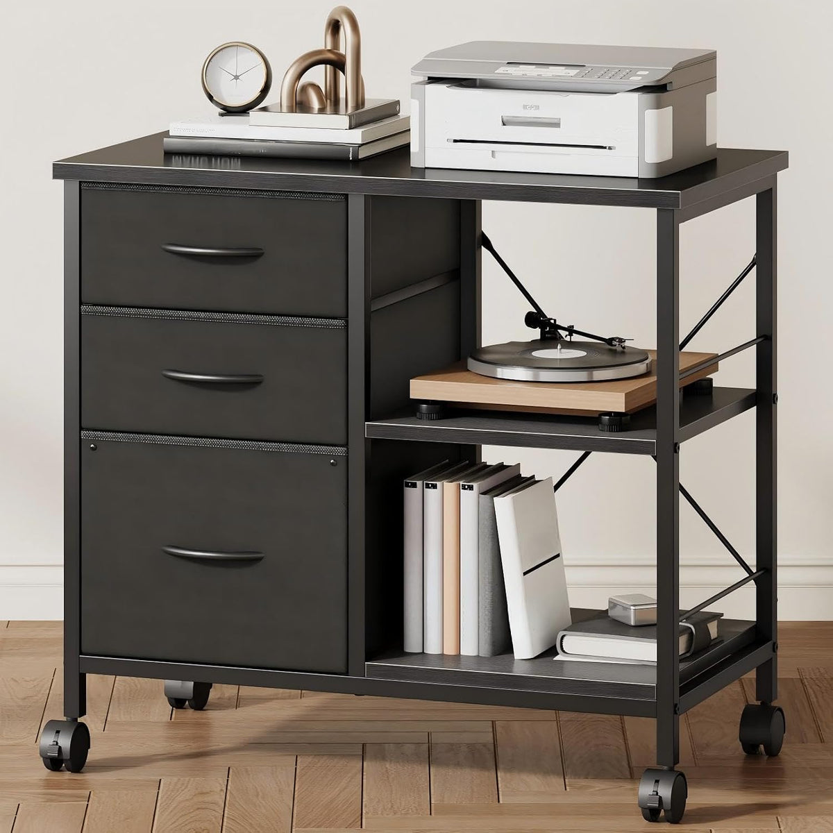 dumos 3 drawer mobile file cabinet, space saving, main product view