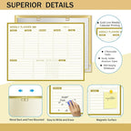 Gold Weekly Dry Erase Board for Wall, Small Magnetic Dry Erase Weekly Calendar - Image 2