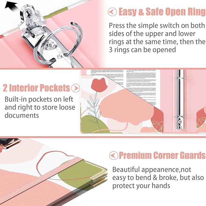 Lateefah 3 Ring Binder, 1 Inch Binder Organizer - Image 3